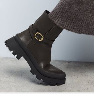 lug sole leather booties